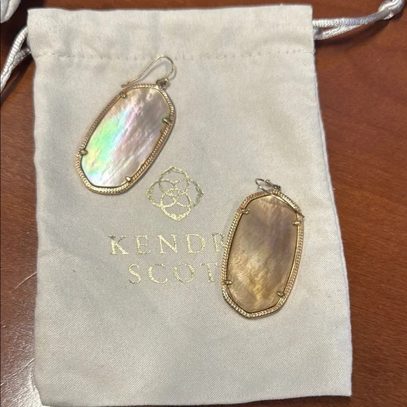 Kendra Scott Iridescent and Gold Drop Earrings - Picture 1 of 1